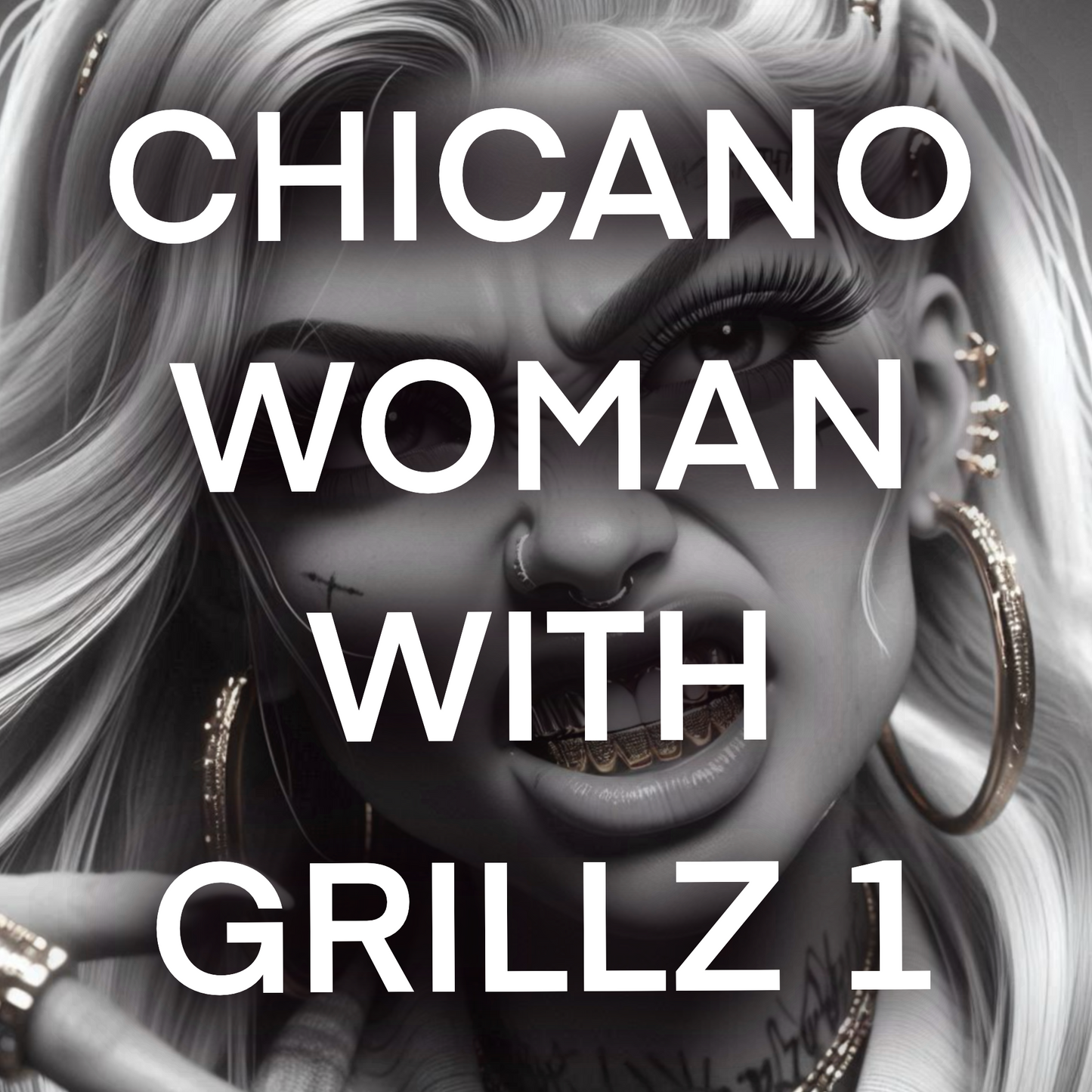 Chicano woman with GRILLZ , Pack 1- Included 20 images