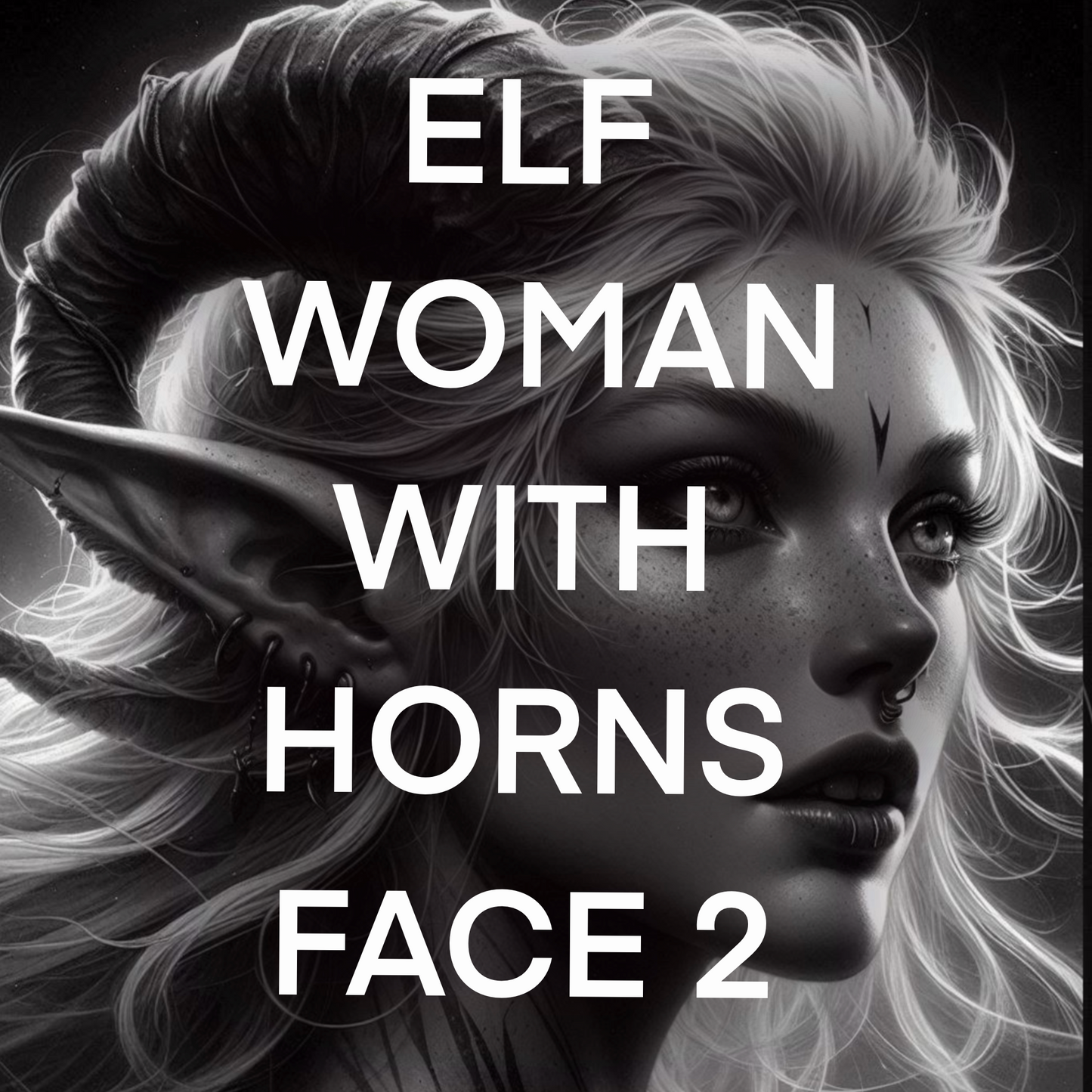 Elf woman face with horns, fantasy, Pack 2- Included 20 images