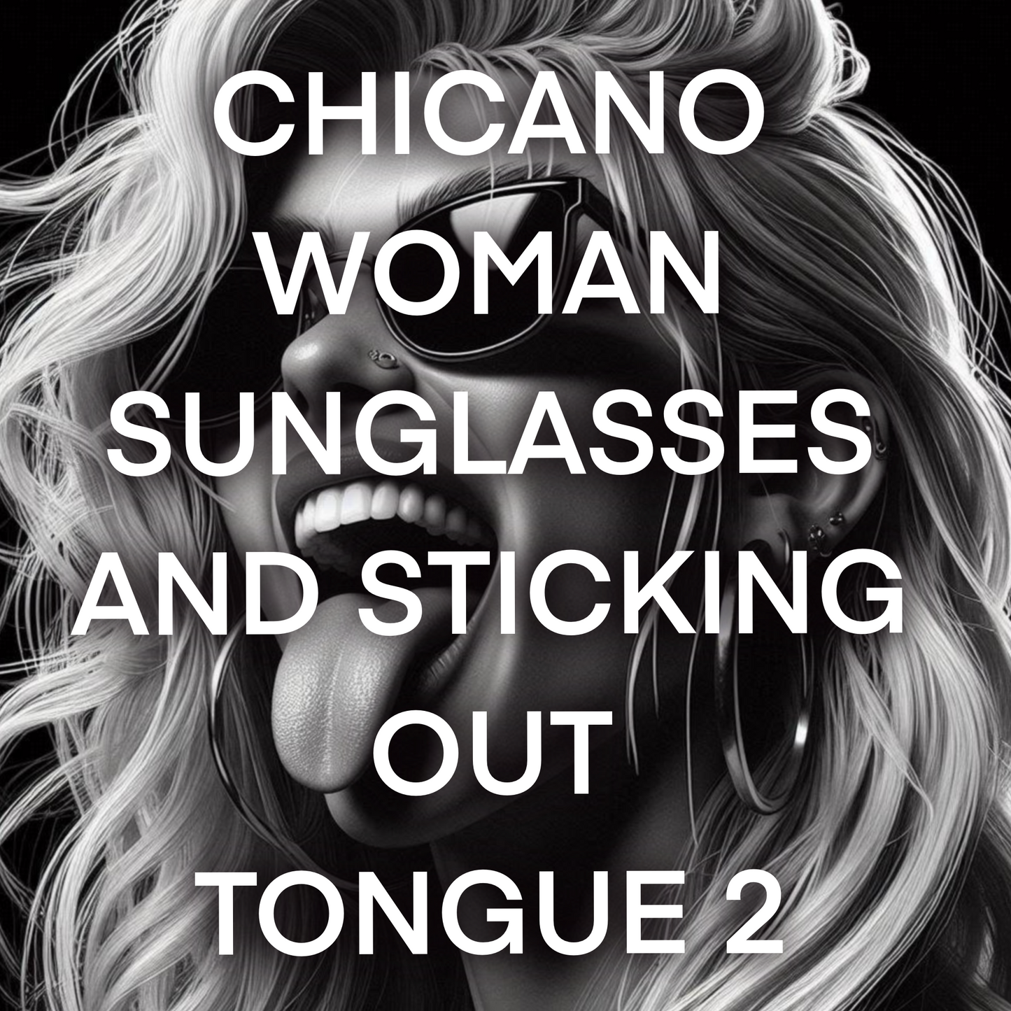 chicano woman wearing SUNGLASSES and sticking out tongue Pack 2 - Included 20 images