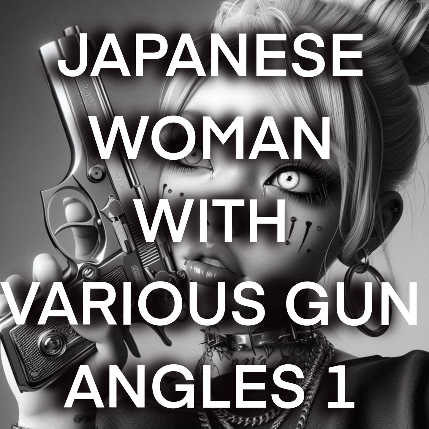 Japanese woman with VARIOUS GUN ANGLES, Pack 1 - Included 20 images