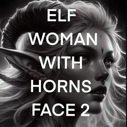 Elf woman face with horns, fantasy, Pack 2- Included 20 images