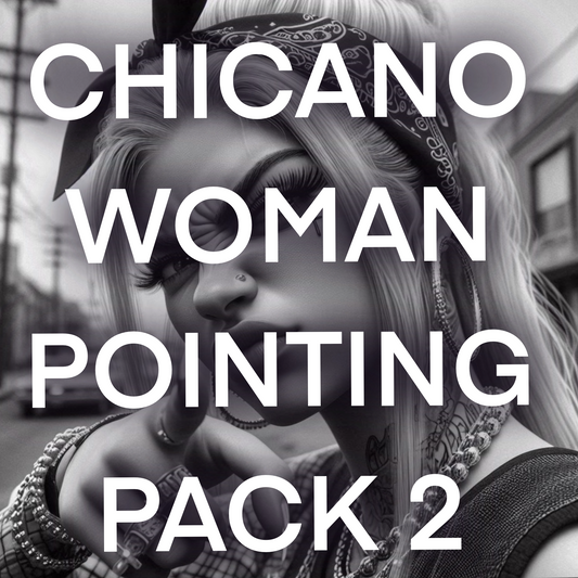 Chicano woman POINTING , Pack 2 - Included 20 images