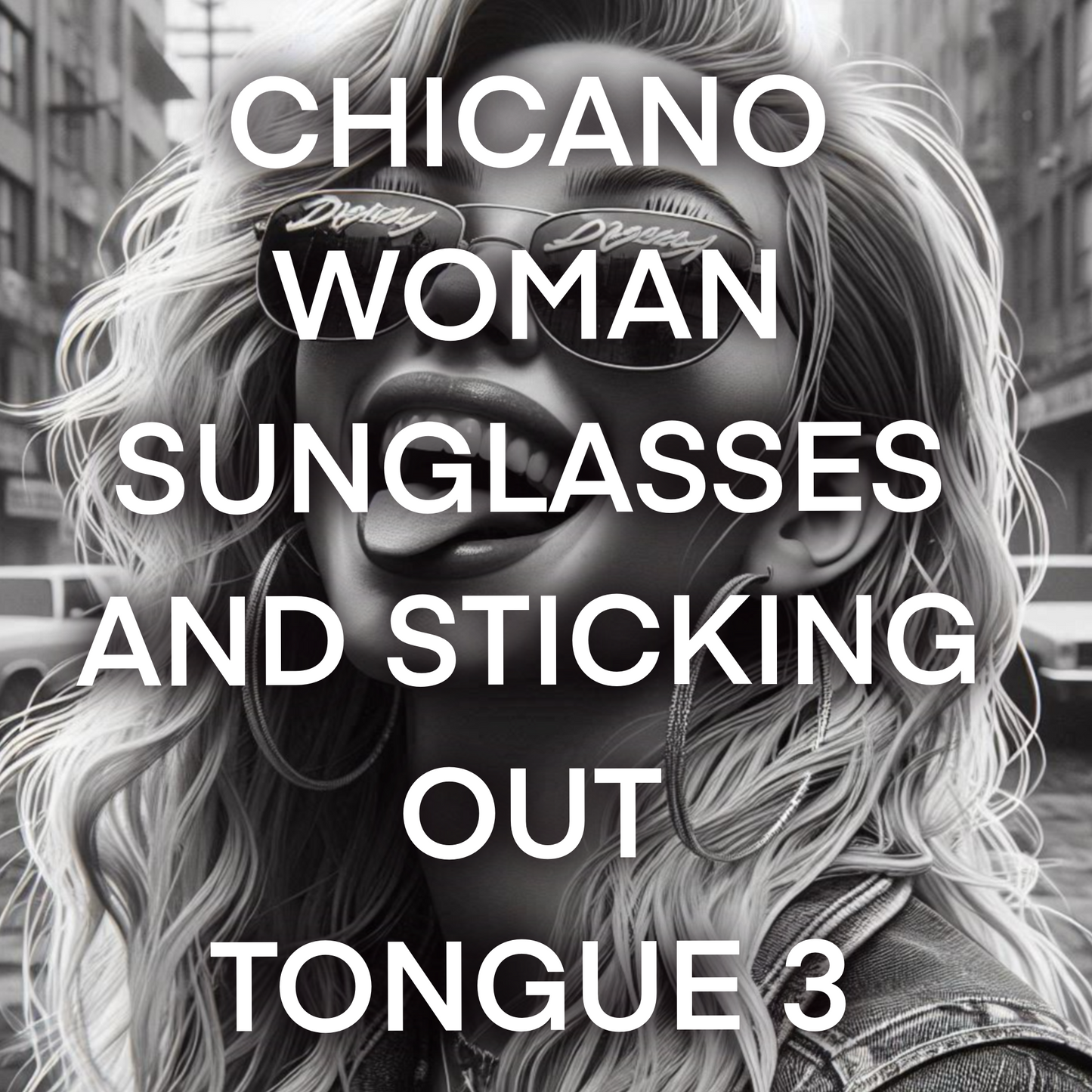 chicano woman wearing SUNGLASSES and sticking out tongue Pack 3 - Included 20 images