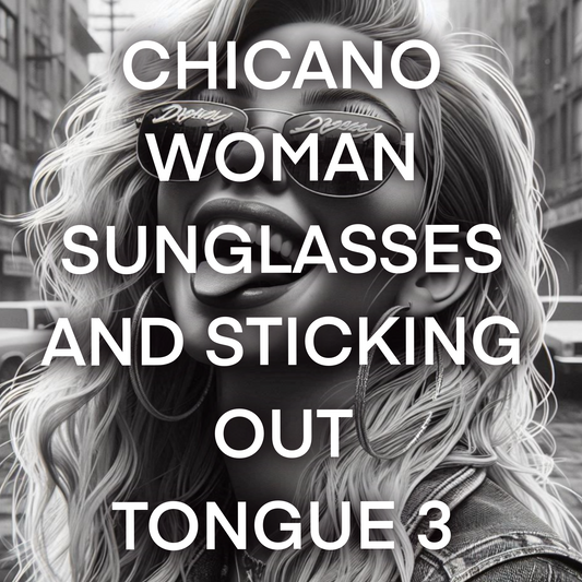 chicano woman wearing SUNGLASSES and sticking out tongue Pack 3 - Included 20 images