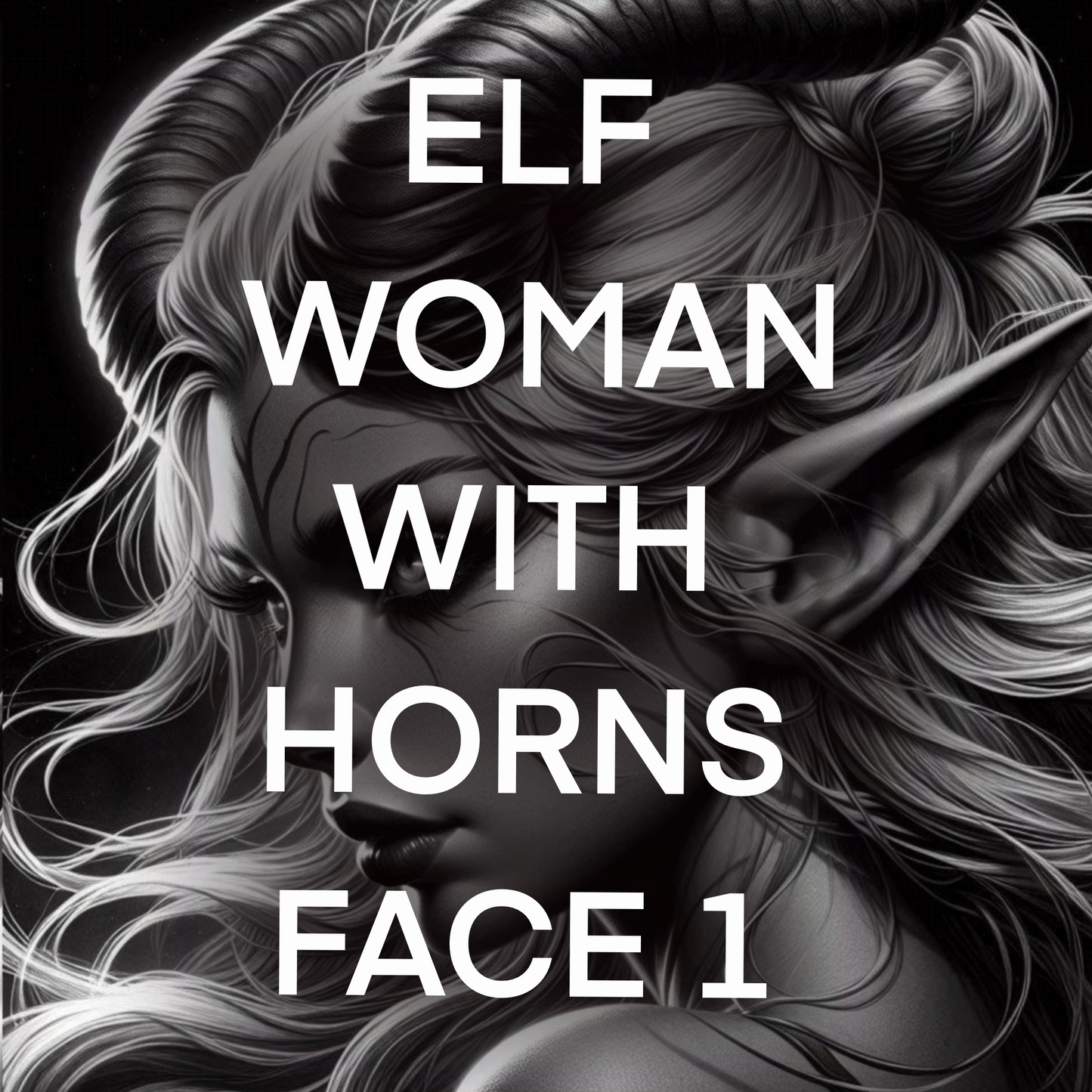 Elf woman face with horns, fantasy, Pack 1 - Included 20 images