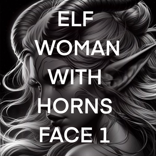 Elf woman face with horns, fantasy, Pack 1 - Included 20 images